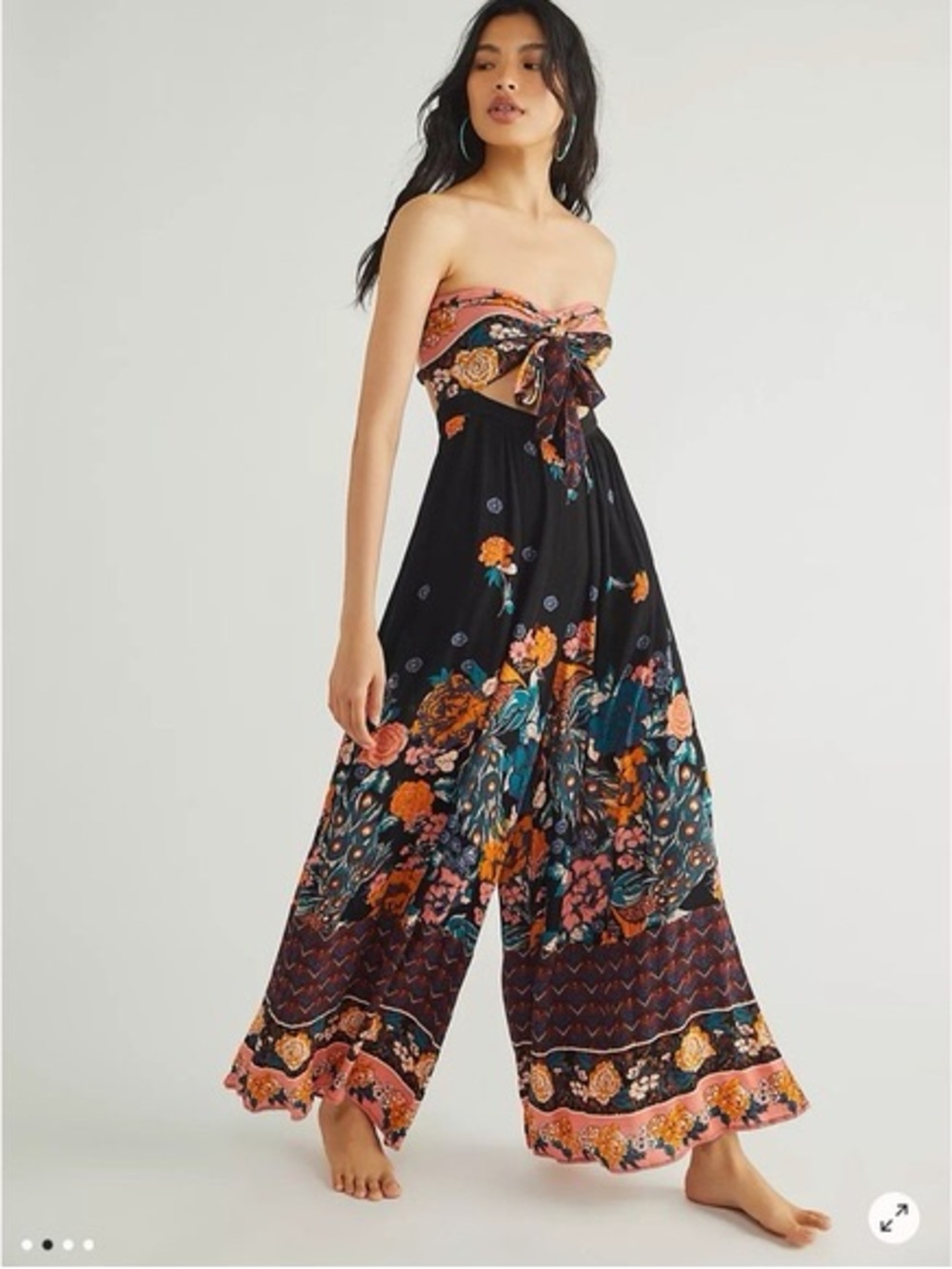 Free People Bali Birds of Paradise Halter Jumper size S - Picture 1 of 8